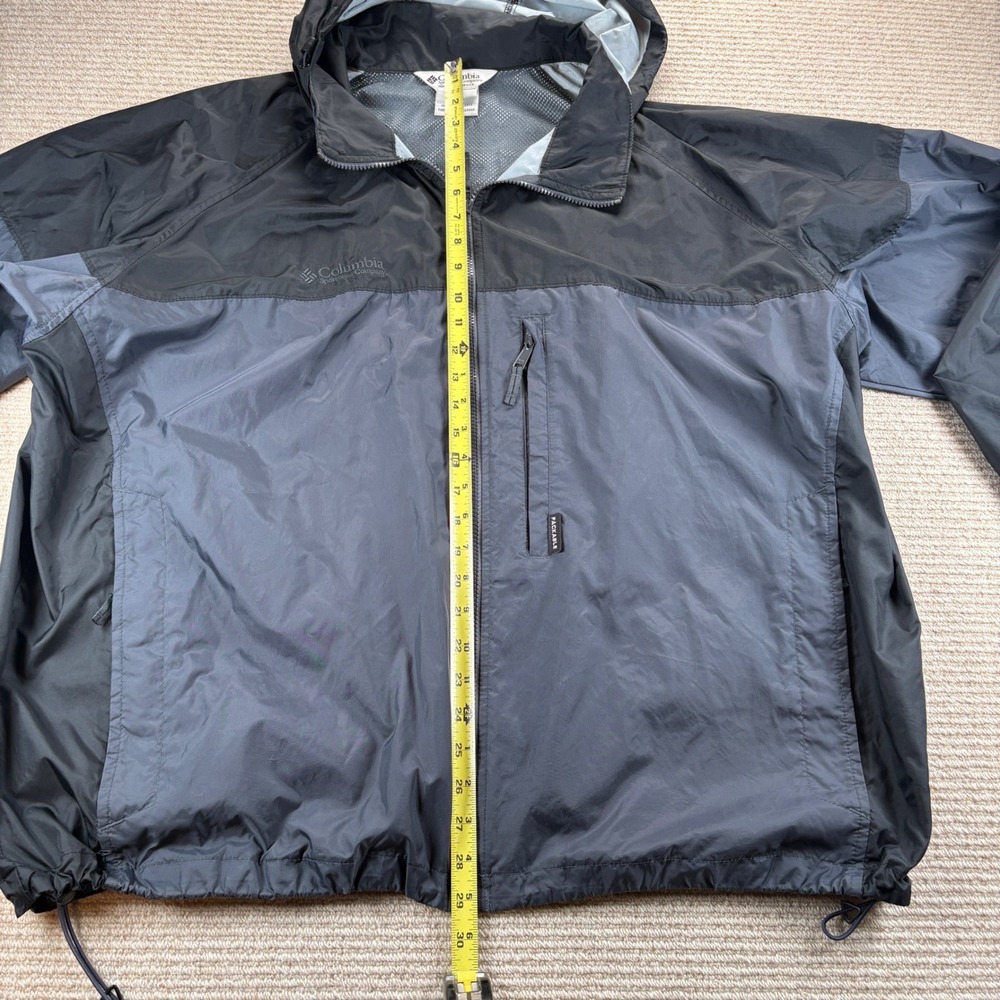 Columbia Windbreaker Mens XXL Rain Jacket Black Gray Packable Gorpcore Hiking - Picture 8 of 15